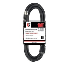 10 Ft Outdoor Extension Cord - 12/3 Sjtw Heavy Duty Black Extension Cable With 3 - £28.76 GBP