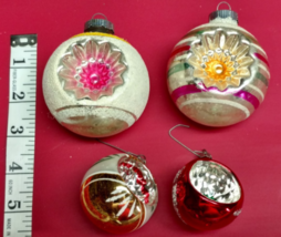 Vintage Christmas Ornaments Indent Mercury Glass Christmas Ornaments Set... - £26.27 GBP