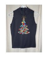 Vintage 2004 Michael Simon Jeweled Glam Christmas Tree Silk Sleeveless S... - £94.74 GBP