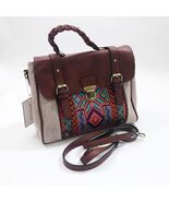 Jen &amp; Co Satchel Harlow Tribal Embroidered Braided Handle 13x10.5x4.5 in... - $907.85 MXN