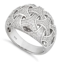 Ring Size: 9 - Commitment Ring Woven Style CZs On Platinum Plating - $67.00 CAD