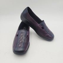 Hotter Calypso Two Tone Deep Plum &amp; amp Navy Slip On Loafers US Sz 5 Vtg - $29.99