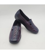 Hotter Calypso Two Tone Deep Plum &amp; amp Navy Slip On Loafers US Sz 5 Vtg - $42.08 CAD