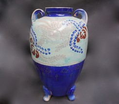 Antique Japanese Footed Moriage Vase Flying Phoenix 12.5 Inches tall - $24.99