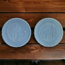 Fenton Bicentennial Commemorative 8&quot; Plates Powder Blue Milk Glass Set of 2 - £25.53 GBP