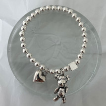 WANZHI 925 Silver Bracelets for Women Fashion Beaded Accessories Simple Heart Pe - £9.77 GBP