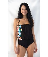 Anne Cole Womens Swimwear Black Blouson One-Piece Floral - $40.50