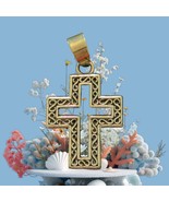 Vintage Sterling Silver Cross 925 Pendant Textured Ornate Open Men Women  - $454.72 MXN