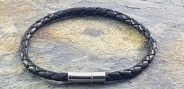 Cuero Negro Pulsera 4MM Redondo Diámetro - £7.72 GBP