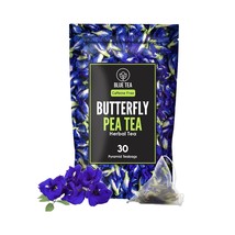 BLUE TEA Dried Butterfly Pea Flower Herbal Tea 30 Pyramid Tea Bags Detox Tea - $22.96