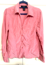 Jones Wear Pink 100% Silk Womens 12 Long Sleeve Shirt Top Blouse - $14.85