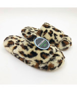 Snoozies Women&#39;s Brown &amp; Tan Leopard  Slide Slippers Medium 7/8 - £10.17 GBP