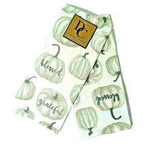 Debora Connolly Gray Pumpkins Kitchen Towels Silver Blessed Grateful 2-P... - £13.41 GBP