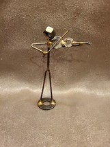 Handmade Violinist Made Of Wire Nuts &amp; Bolts Copper Figurine 5” - $15.43