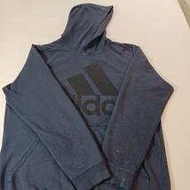 Adidas Men's Blue Cotton Blend Drawstring Pullover Hoodie Sweatshirt Size Large image 14
