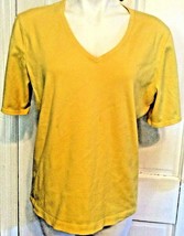 Lemon Yellow V Neck T-Shirt Top Chico&#39;s 3 (XL/16) Cotton Spandex CLEARANCE - £8.19 GBP