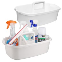 Cleaning Caddy Organizer With Handle, White Plastic Bucket For Cleaning Supplies - £39.17 GBP