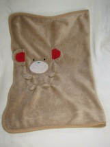 Mud Pie Baby Brown Fleece Monkey/Teddy Bear 3D Blanket Red Ear Blue Nose - £35.59 GBP