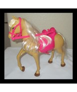 Toy Horse for Barbie Sized Doll Pink Double Saddle Plastic - $12.86