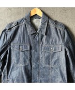 Vintage U2 Men Blue Denim Coat Snap/Zip Front Epaulettes Pockets - Men&#39;s... - €65,16 EUR