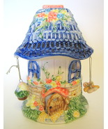 Cottage Tealight Holder Dangling Butterfly and Basket Ceramic 6 to 7 In ... - $24.68 CAD