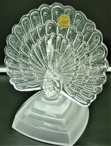 VINTAGE BEAUTIFUL CRISTAL D&#39;Arques FRANCE LEAD Crystal GLASS PEACOCK FIG... - $28.00