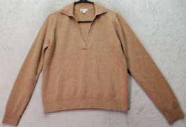 Minnie Rose Sweater Womens Small Tan 100% Cashmere Long Sleeve Collared ... - £22.16 GBP