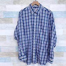Peter Millar Plaid Button Down Shirt Blue Pink Cotton Long Sleeve Mens XL - $44.54