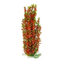 Orange &amp; Green Aquarium Plant with Base 16 Inch Fish Tank Decoration Ornament - £14.76 GBP