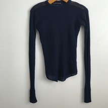 ZARA Sweater Women Small Blue Crew Neck Sheer Fine Knit Pullover Long Sl... - £16.81 GBP