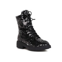 Men s sequin cloth round toe matin boots autumn winter fashion party shoes thick bottom thumb200