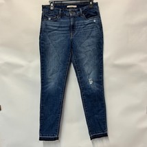 Levis Womens 29 711 Dark Blue Distressed Maui Indigo Skinny Jeans PREOWN... - $29.39