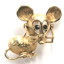 Vintage Avon Spectacular Mouse Movable Eyeglasses Gold Tone Pin Animal J... - $13.99