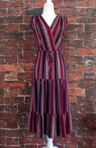 Xhilaration Women&#39;s Striped Sleeveless V-Neck Tiered Midi Dress XS - £11.82 GBP