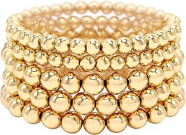 5 Pcs Faux Pearl Bracelet Set for Women Beaded Stretch Strand Bracelets for Brid - £18.44 GBP