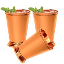 Set of 3 - Prisha India Craft Mint Julep Cup - 100% Solid Pure Copper - 13oz Bea - £37.60 GBP