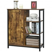 Multipurpose Freestanding Storage Cabinet with 3 Open Shelves and Doors - Color - £123.48 GBP