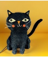 Black Cat Halloween Decor 16” Light Up LIT SISAL CAT Spooky Cute Decorat... - $28.05