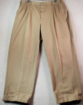 Nautica Cropped Pants Mens Size 38 Tan Cotton Pockets Straight Leg Flat Front - £12.98 GBP