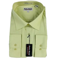 Porta Rossa Men&#39;s Lime Green Dress Shirt Convertible Cuff Sizes 19.5 - 21.5 - $19.99