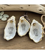 Set of 3 oyster shell ornaments CAT lover, MOM, DAD, FUR BABY  in a gift... - $37.24