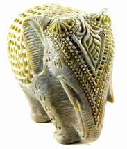 Marble Hand Carved Elephant Statue Soapstone Filligree Work Showpiece De... - $97.23+