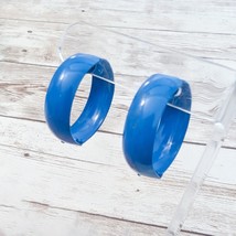 Vintage Clip On Earrings - Chunky 1.25&quot; Blue Hoops - $14.99