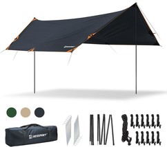 Bessport Camping Tarp, 16 X 9 X 8 Feet Tarp With 2 Poles,, And Hiking. - £66.58 GBP