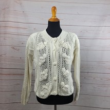 Express Cie International Handknitted Off White Cream Button Down Cardig... - $38.61