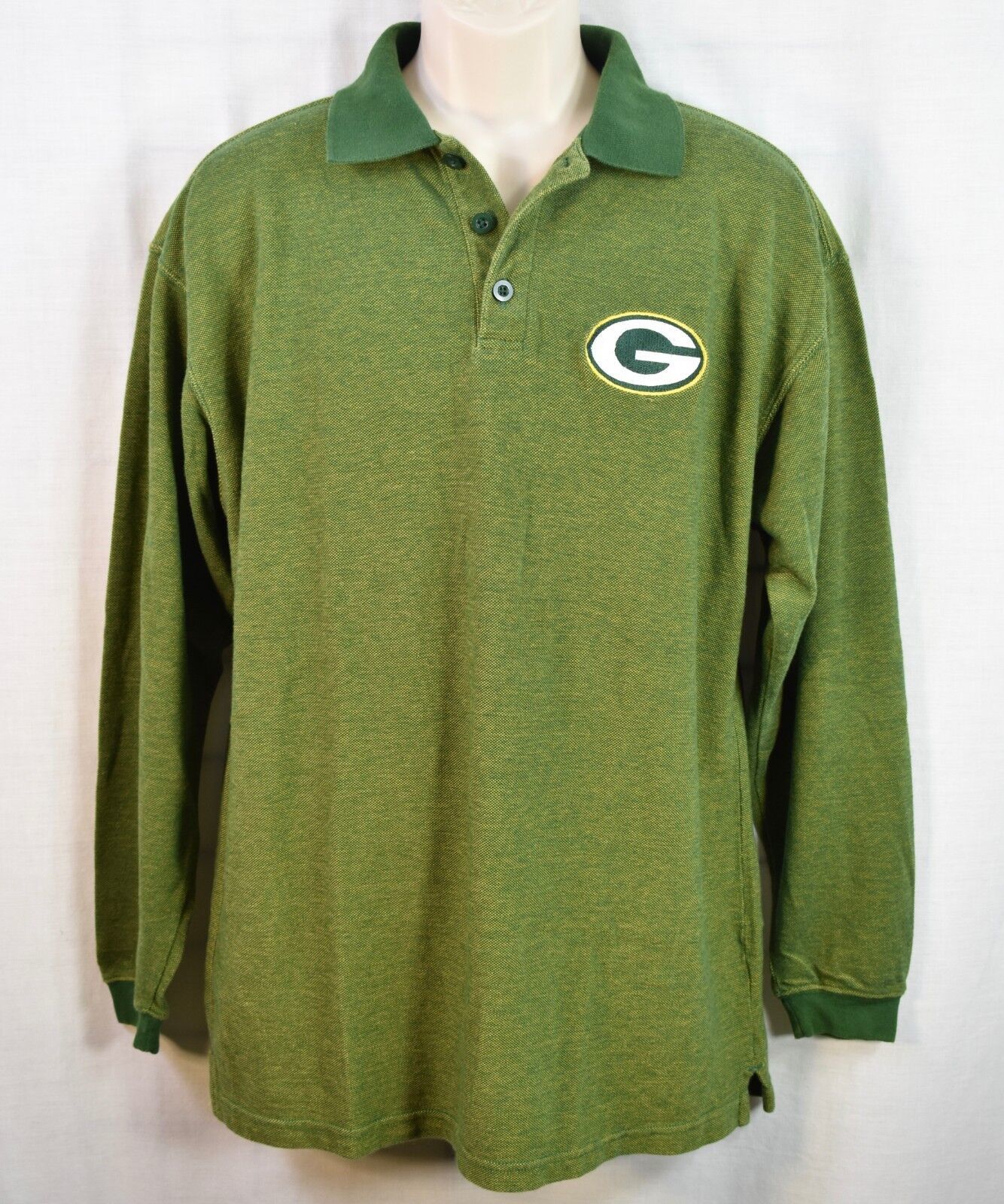 GREEN BAY PACKERS Embroidered Long Sleeve Polo Shirt Size Medium Mirage - $17.77