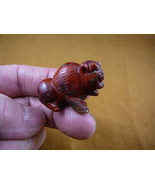 (Y-BUFF-555) BUFFALO baby bison gemstone RED FIGURINE stone carving - $19.73 CAD