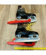Ice Skates vintage figure hockey MC inc Canada tempered steel size 4 bla... - $39.55