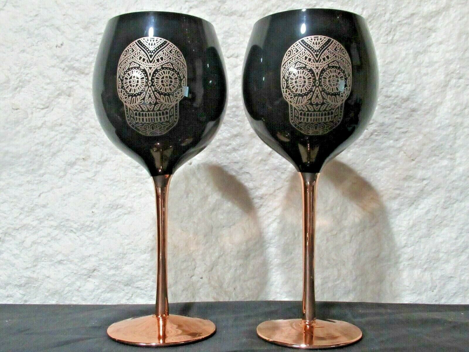 Halloween Sugar Skull Wine Glass (set of 2) - $14.45