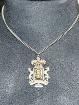 Vintage Coro Necklace Heraldic Crown Knight Cameo Gold Colored - £24.33 GBP